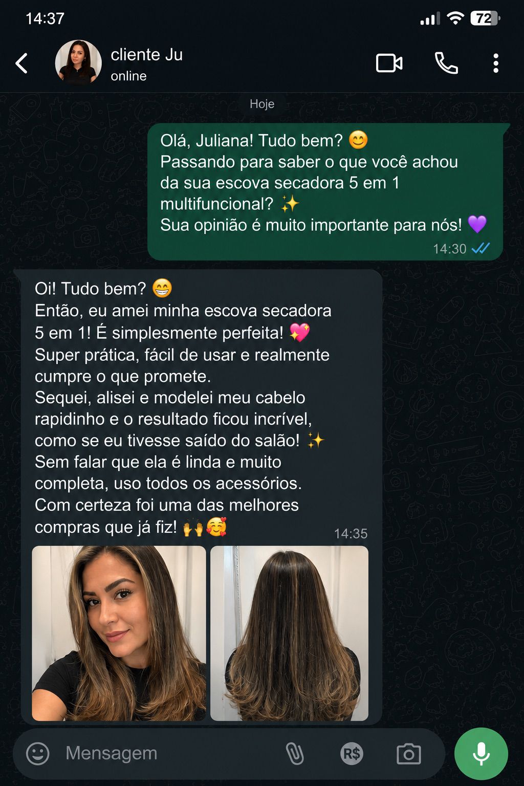 Feedback cliente Juliana