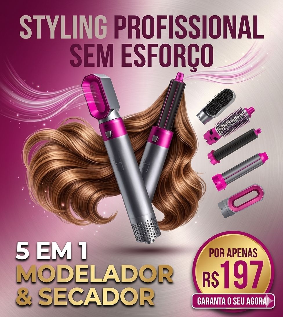 Escova Secadora 5 em 1 Multifuncional